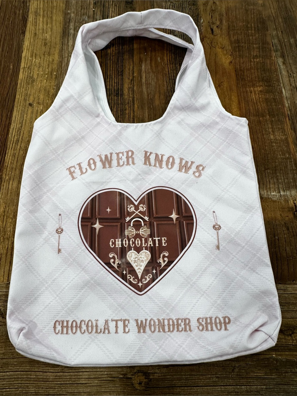 Flower Knows Chocolate Wonder Shop Pink and light purple Tote Bag